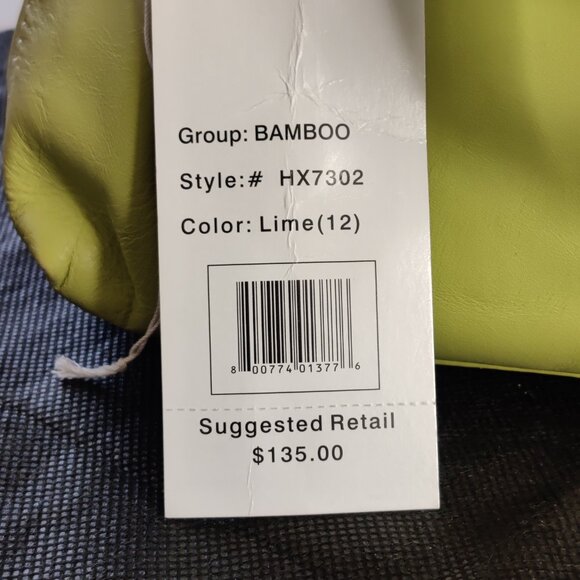 Hype Genuine Leather Bamboo Satchel Bag ~Gorgeous Lime Green Color - Picture 9 of 13